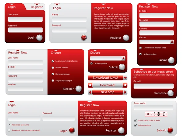 红色和银色的 web 窗体 — 图库矢量图片