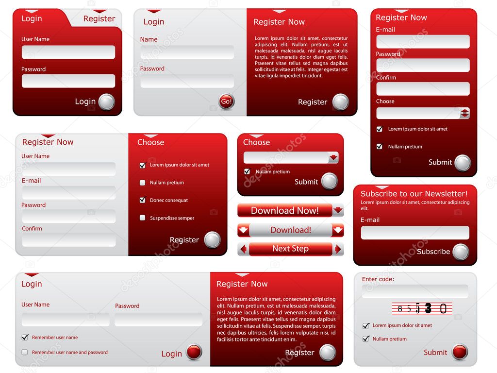 Red and silver web forms
