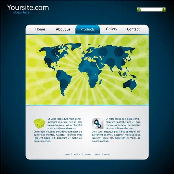 Modèle de site Web avec carte — Image vectorielle