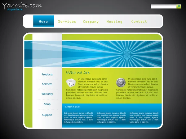 Πράσινο - μπλε web πρότυπο — Διανυσματικό Αρχείο