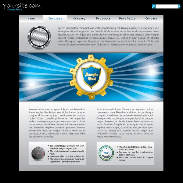 Website design with golden cog — Stock Vector