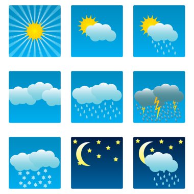 Weather icons and illustrations clipart