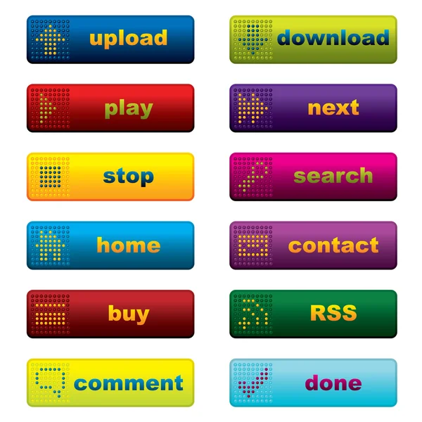 Web buttons with leds — Stock Vector
