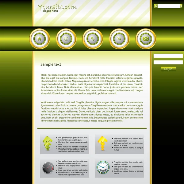 Glanzende groene website — Stockvector
