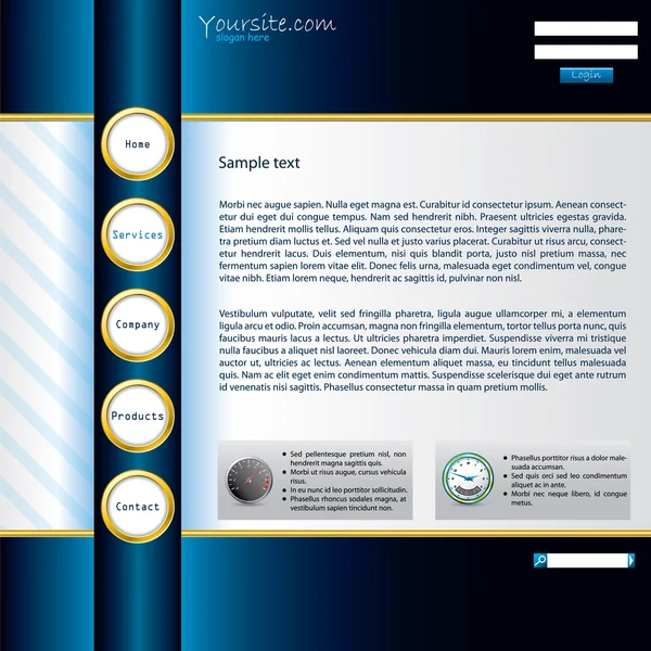 Glänzend blaue Webseite — Stockvektor