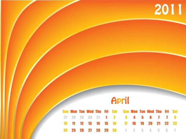 April 2011 wave calendar — Stock Vector
