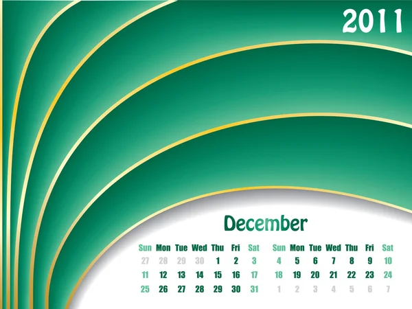 Calendrier des vagues décembre 2011 — Image vectorielle