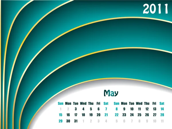 Calendrier des vagues mai 2011 — Image vectorielle