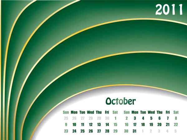 Vlna kalendář říjen 2011 — Stockový vektor