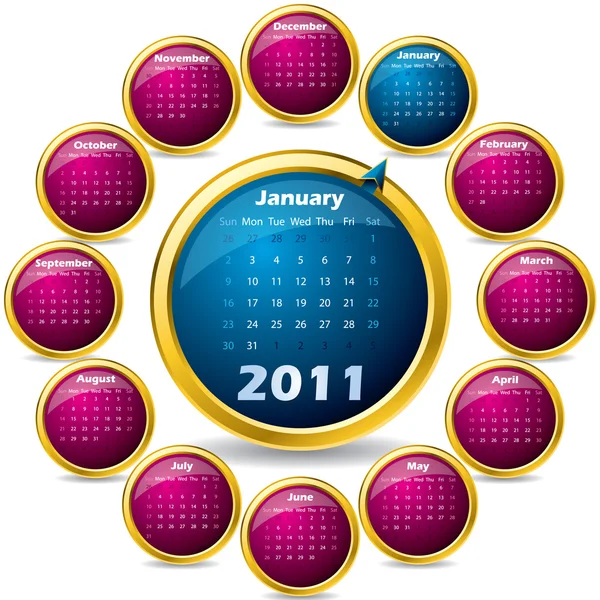 Rotating 2011 calendar — Stock Vector