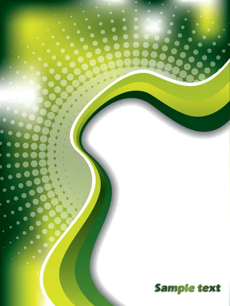 Cool fond vert avec des vagues et des demi-tons — Image vectorielle