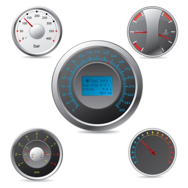 Metallic gauges set clipart