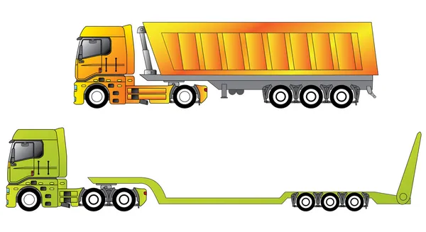 European construction site trucks — Stock Vector