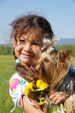 Child and dog clipart