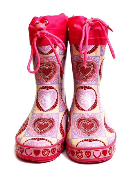 Růžové gumové koleno boty — Stock fotografie