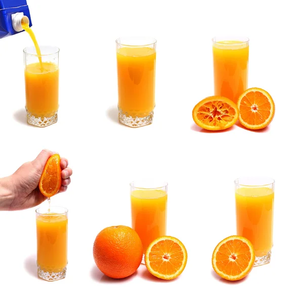 Arancia e succo in vetro — Foto Stock