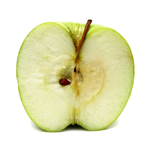 Green apple is in a cut — Stock Photo, Image
