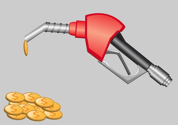 Benzin pompa meme ve para — Stok Vektör