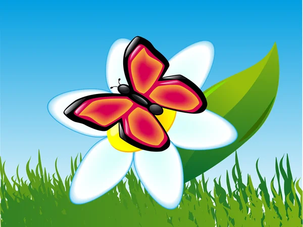 Farfalla su un fiore — Vettoriale Stock