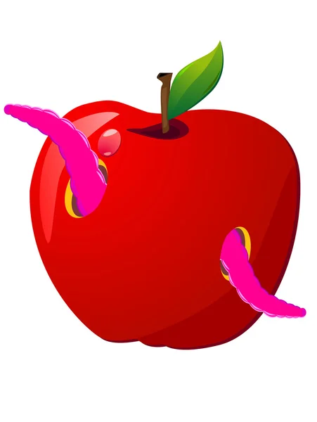 Robak i jabłko — Wektor stockowy