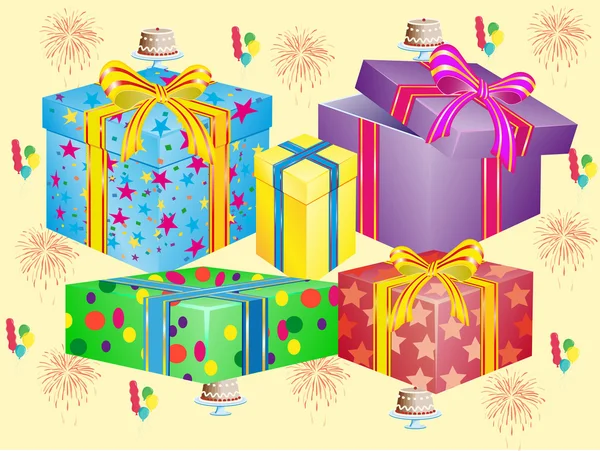 Beaucoup de boîtes pour les cadeaux — Image vectorielle