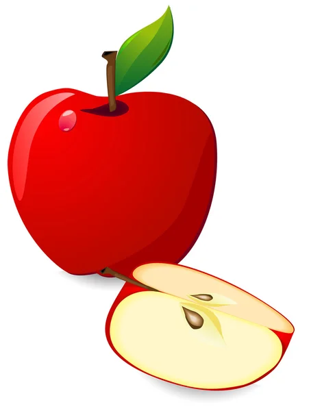 Czerwone jabłko i kawałek — Wektor stockowy