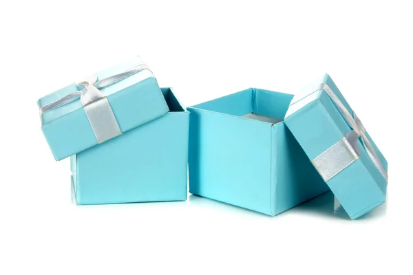Zwei offene blaue Schachteln — Stockfoto