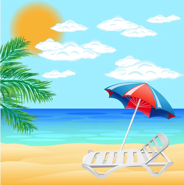 Umdrella parasol i leżaki — Zdjęcie stockowe