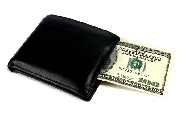 Dompet hitam dan dolar — Stok Foto