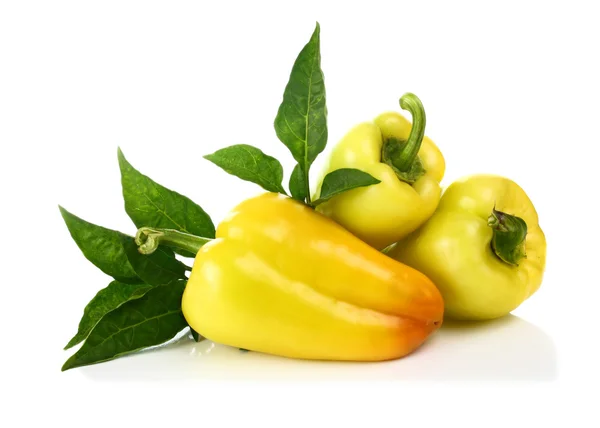 Gul paprika och gröna blad — Stockfoto