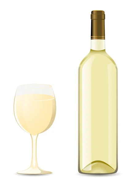 Bottiglia con vino bianco — Vettoriale Stock