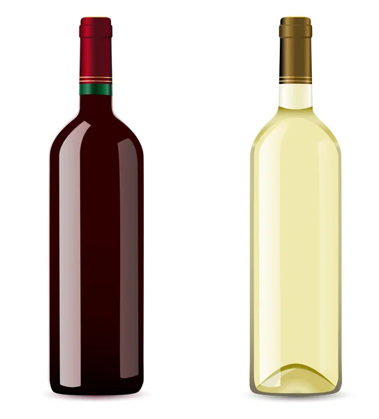 Fles met witte wijn — Stockvector