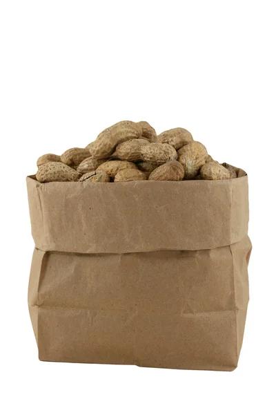 Amendoins em uma bolsa — Fotografia de Stock