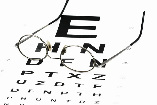 Carta ocular con gafas — Foto de Stock