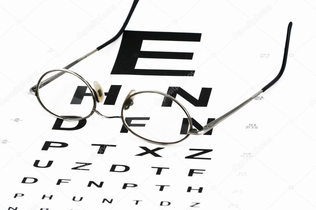 Eye chart with glasses