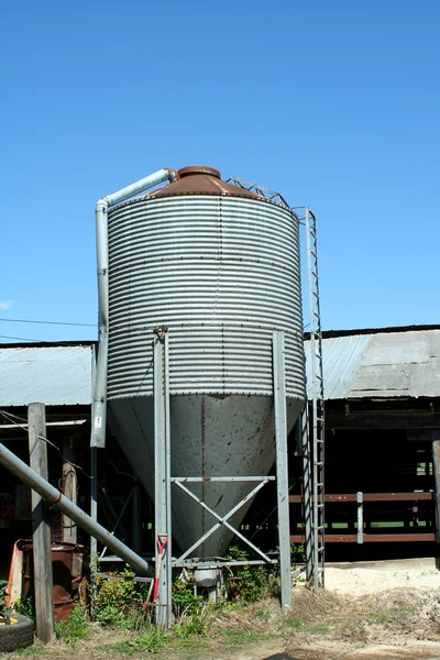 Metaal feed silo — Stockfoto