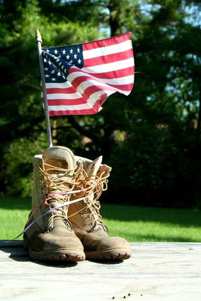Boots with US flag — Stock Photo, Image