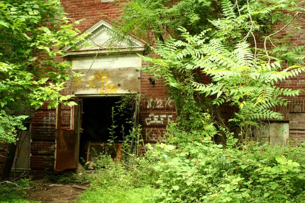 Terk edilmiş bir binanın kapısına — Stok fotoğraf