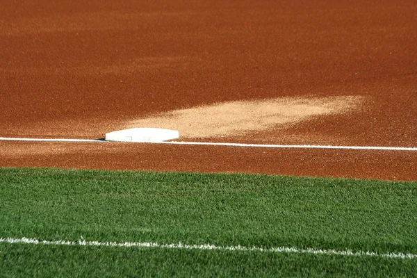 Third base on a baseball field — Stock Photo, Image