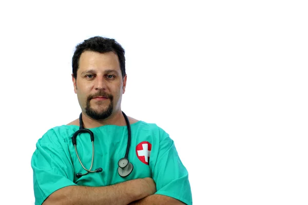 Isolated Doctor with stethoscope on white — Stock Photo, Image
