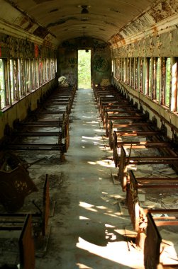 Old abandoned passenger train car clipart