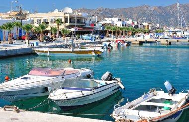 Beautiful harbor of a Greek town clipart