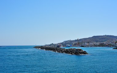 Beautiful harbor of a Greek town clipart