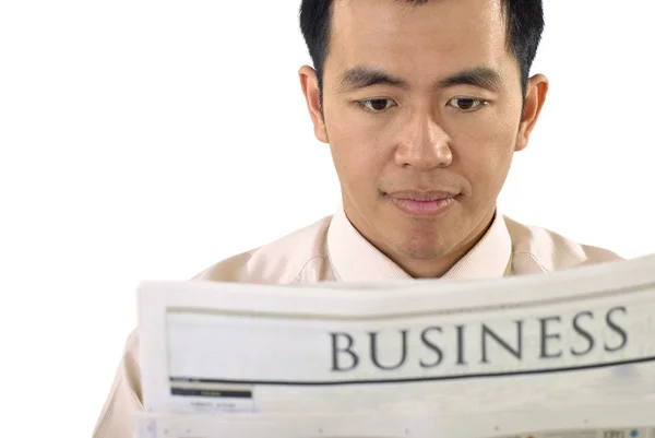Üzletember olvas újságot — Stock Fotó