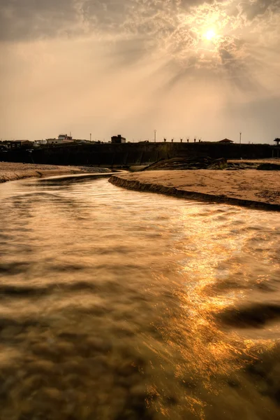 河上的落日 — 图库照片