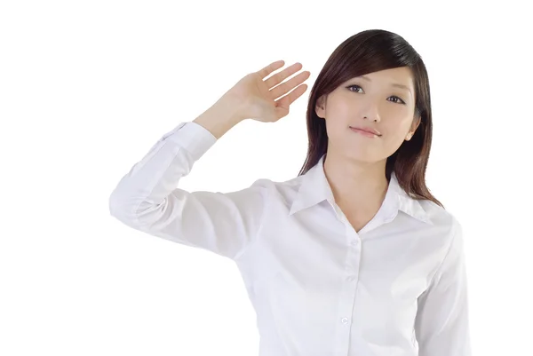 Asian businesswoman raise hand — Stock Photo, Image