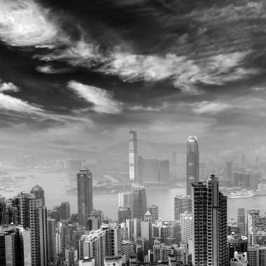 Cityscape of Hong Kong skyscrapers clipart