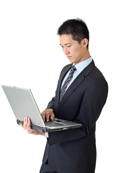 Ung affärsman användning laptop — Stockfoto