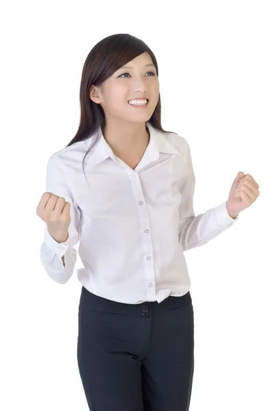 Business woman with excitation — Stock Photo, Image