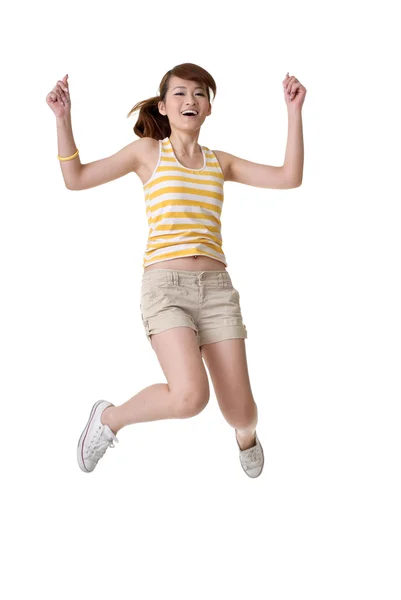Gelukkig meisje-stap-springen — Stockfoto